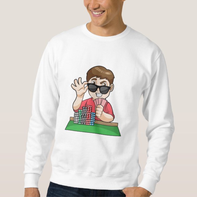 Sweatshirt Joueur de poker au Poker avec lunettes de soleil (Devant)