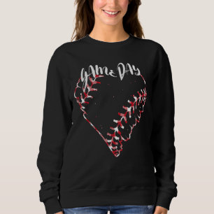 Sweatshirt Jour de jeu Buffalo Plaid Softball Heart Softball 