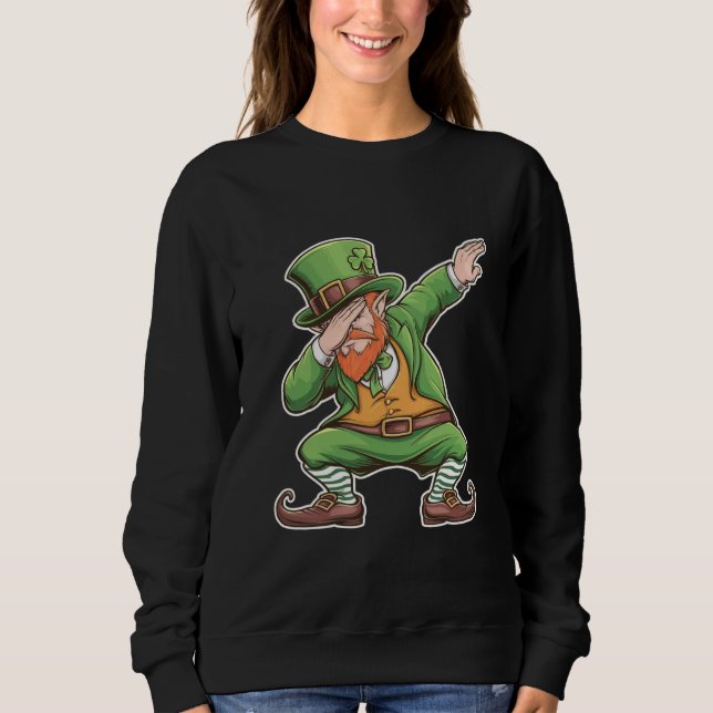 Sweatshirt Jour de la Saint Patrick Dab Dabbing Leprechaun En (Devant)