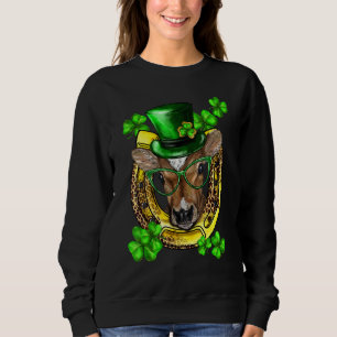 Sweatshirt Jour de la Saint Patrick Shamrock Drôle Lucky Cow 