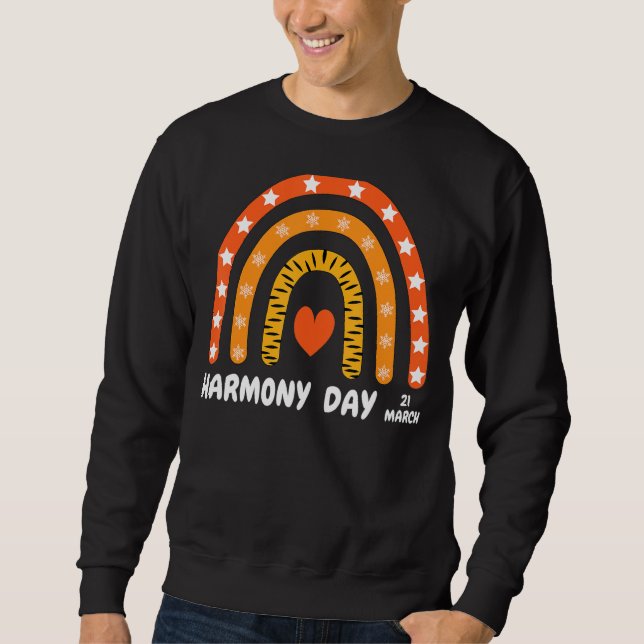 Sweatshirt Jour de l'Harmonie 21 mars Arc-en-ciel Orange enfa (Devant)