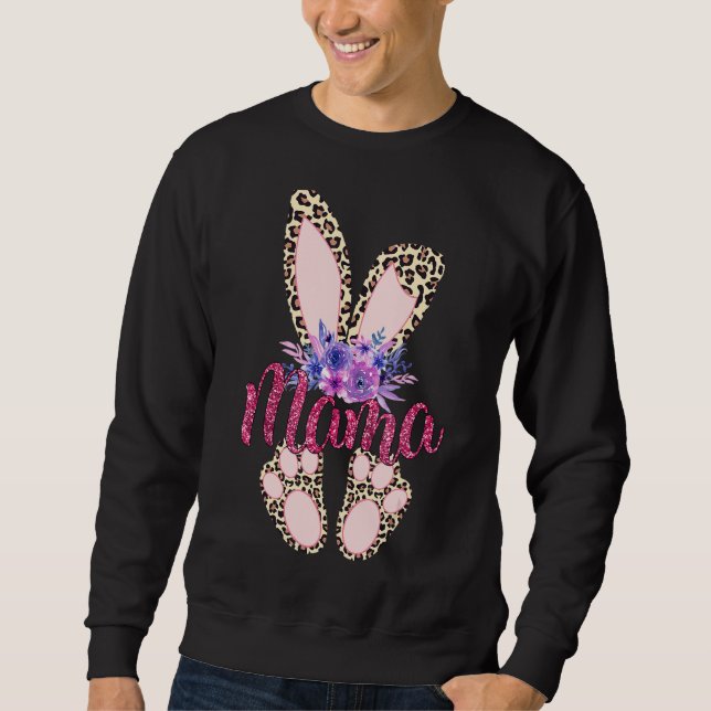Sweatshirt Jour de Pâques de Mama 2022 Lapin Leopard Rabbit G (Devant)