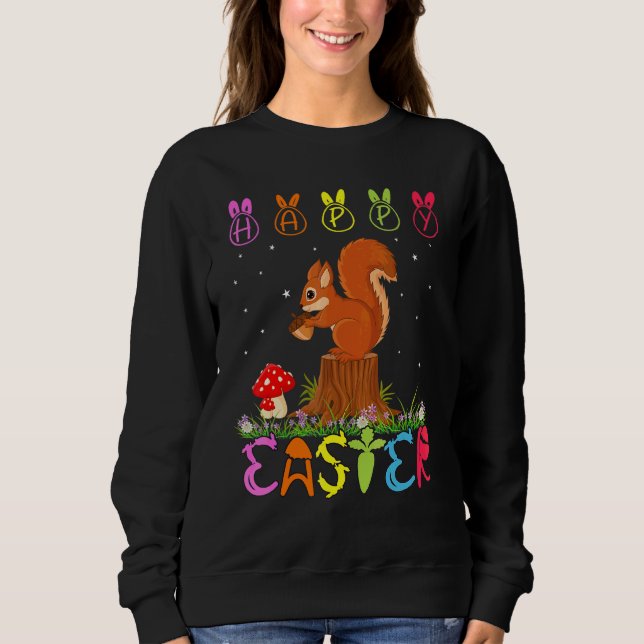 Sweatshirt Jour de Pâques Écureuil jumelé famille mignonne Ea (Devant)