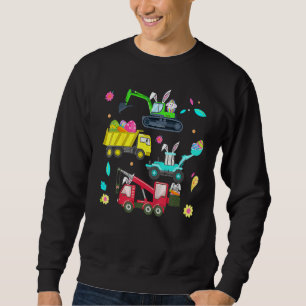 Sweatshirt Jour de Pâques Grue Camion Construction Bunny Oeuf