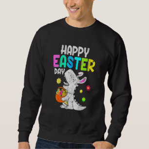 Sweatshirt Jour de Pâques Joyeux Rex Dinosaur Basket Oeufs