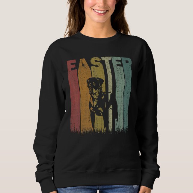 Sweatshirt Jour de Pâques Rottweiler Chien Retro Graphisme Am (Devant)