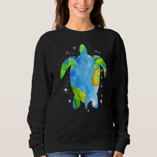 Sweatshirt Jour des terres Tortue de mer Silhouette Aquarelle