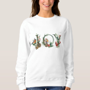 Sweatshirt JOY Pine Cone Red Berry Birds Noël