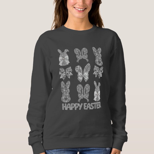 Sweatshirt Joyeuse dentelle de Pâques lapin dentelle oreilles (Devant)