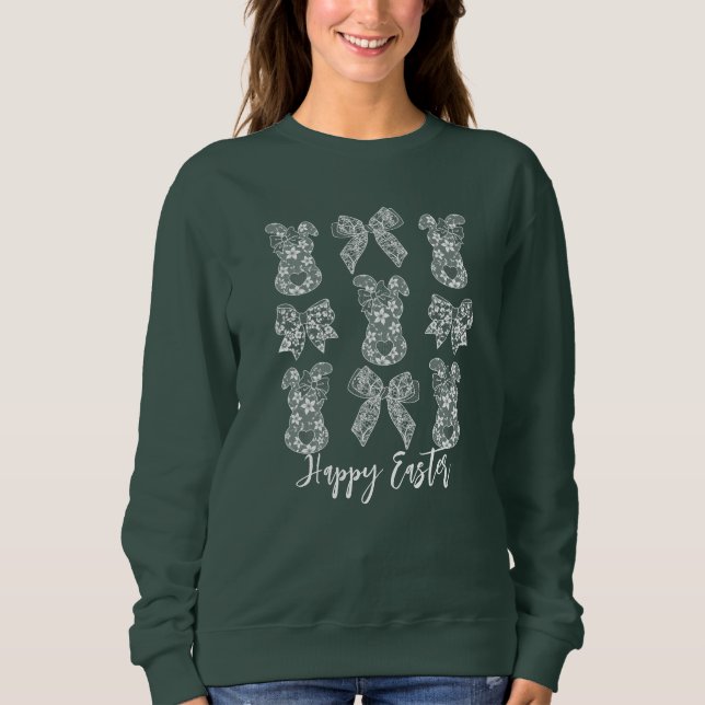 Sweatshirt Joyeuse dentelle de Pâques lapin dentelle oreilles (Devant)