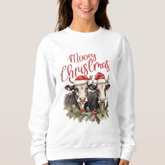 Sweatshirt Joyeuses vaches de Noël (Devant)