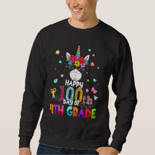 Sweatshirt Joyeux 100e Jour De 4e Année Masque Visage Unicorn