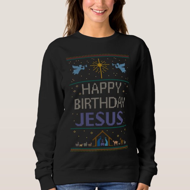 Sweatshirt Joyeux anniversaire Jésus Noël Purple Christian (Devant)
