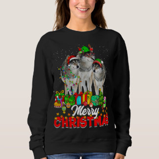 Sweatshirt Joyeux arbre Noël Pyjama Loup Animaux Lov