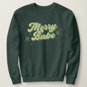 Sweatshirt Joyeux Bébé tendance police verte avec flocons de