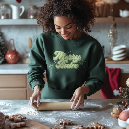 Sweatshirt Joyeux Bébé tendance police verte avec flocons de
