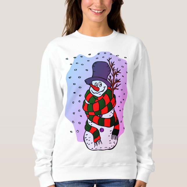 Sweatshirt Joyeux bonhomme de neige de Noël (Devant)
