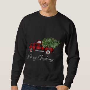 Sweatshirt Joyeux Buffalo de Noël Plaid Camion Arbre Rouge
