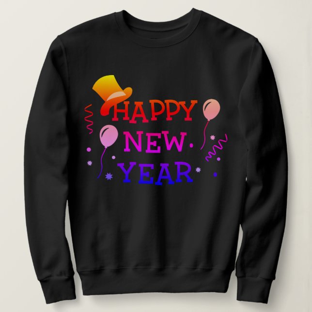 Sweatshirt joyeux casquette de la nouvelle année amusant chaq (Design devant)