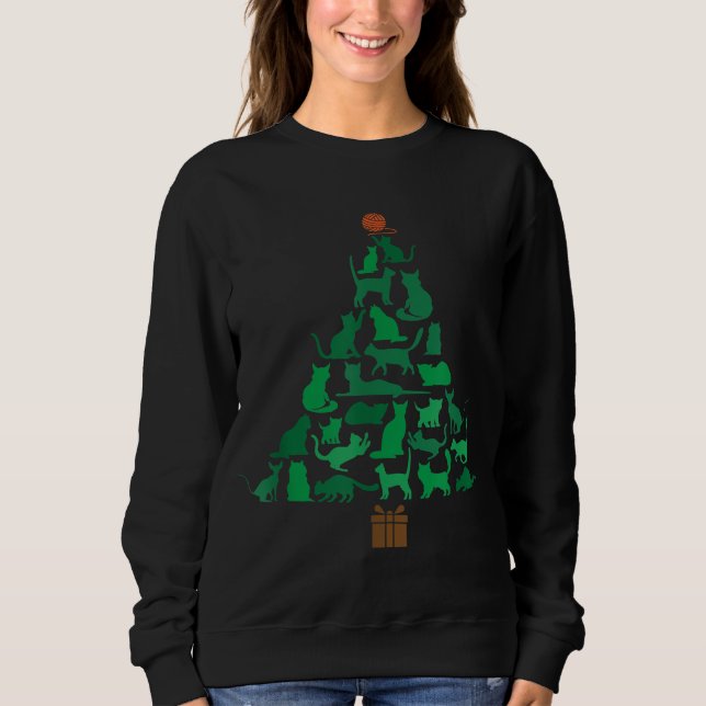 Sweatshirt Joyeux Catmas Chat Arbre de Noël, Meowy Catmas (Devant)