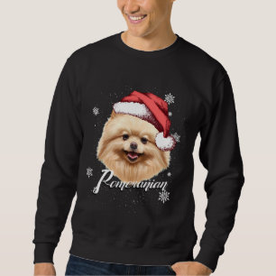 Sweatshirt Joyeux Chien Brown Poméranie Noël Santa Hat