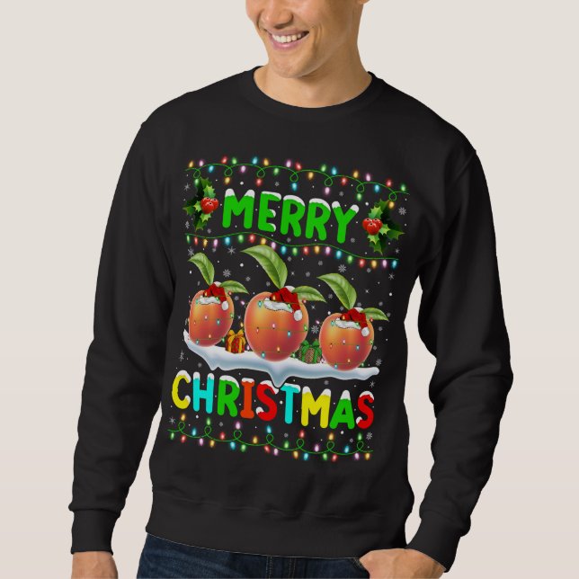 Sweatshirt Joyeux Christ de Noël Pêche Fruit Éclairage Santa  (Devant)
