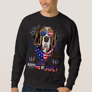 Sweatshirt Joyeux drapeau 4 juillet américain St Bernard Sung