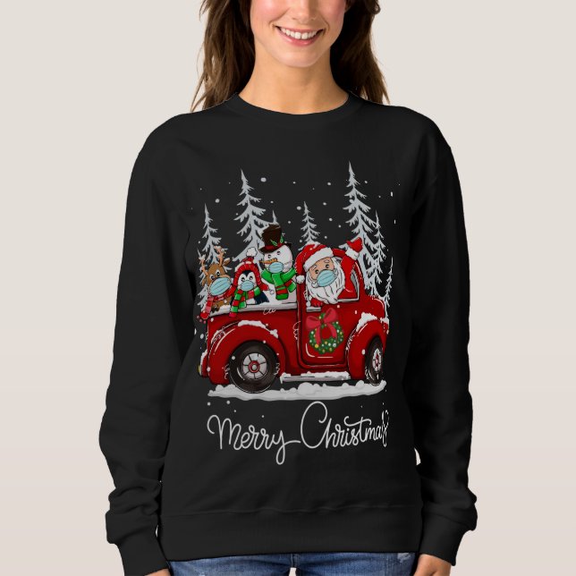 Sweatshirt Joyeux Escadron de Noël Père Noël Masque Visage Ca (Devant)