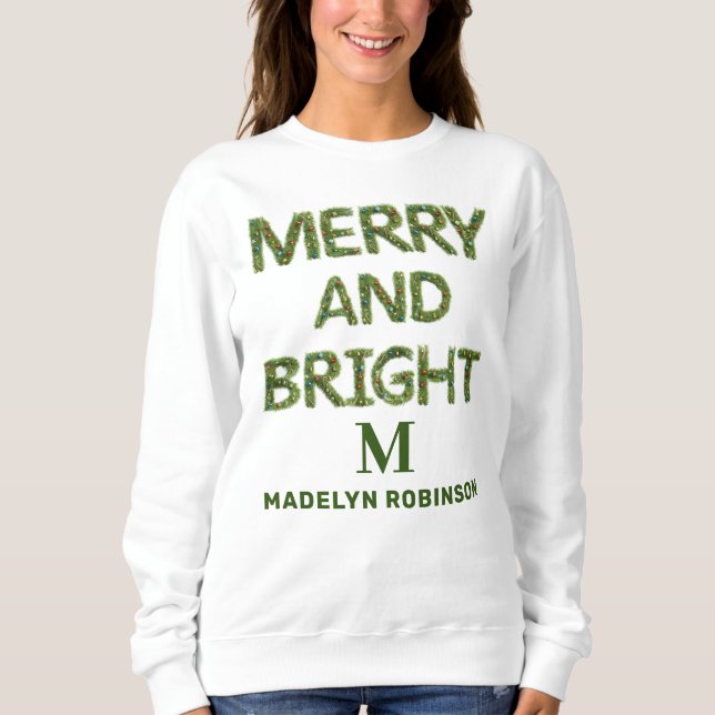 Sweatshirt Joyeux et brillant Monogramme femmes Customisé mod (Devant)