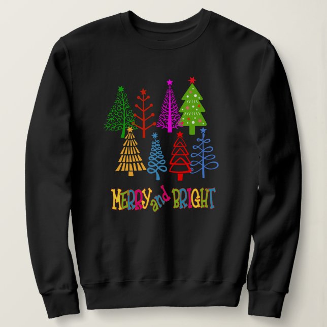 Sweatshirt Joyeux et brillants arbres de Noël (Design devant)