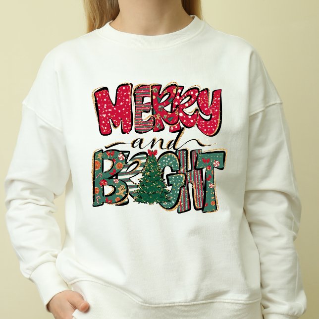 Sweatshirt Joyeux et lumineux - Joli Noël de famille rétro (Créateur téléchargé)