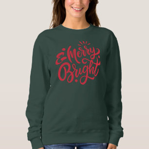 Sweatshirt Joyeux et lumineux Noël vert moderne