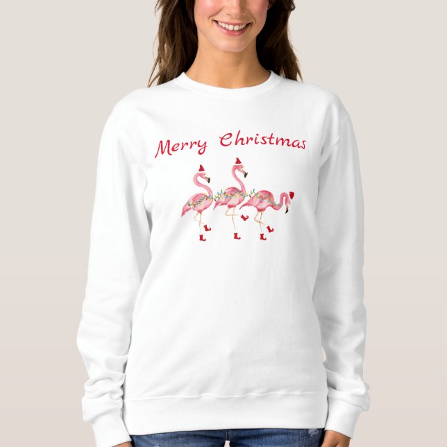 Sweatshirt Joyeux flamants noël (Devant)