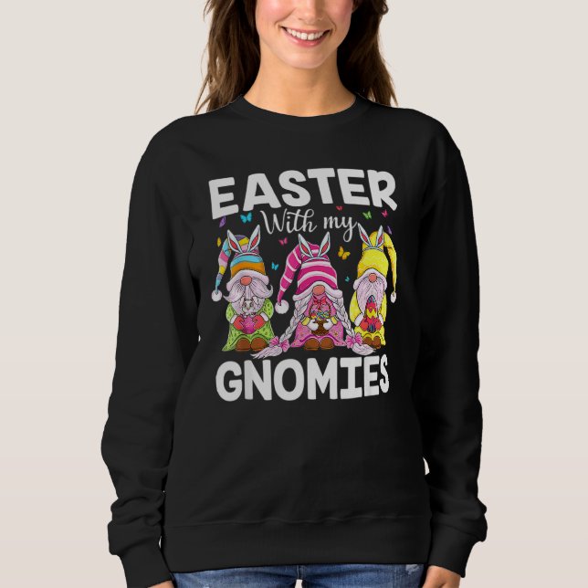 Sweatshirt Joyeux gnomes de Pâques avec oreilles de lapin Cha (Devant)