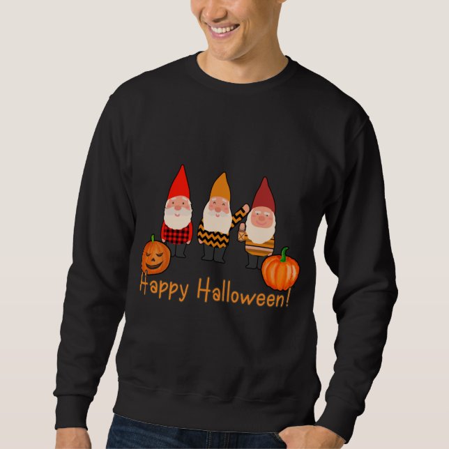 Sweatshirt Joyeux Gnomes d'Halloween avec Citrouilles (Devant)