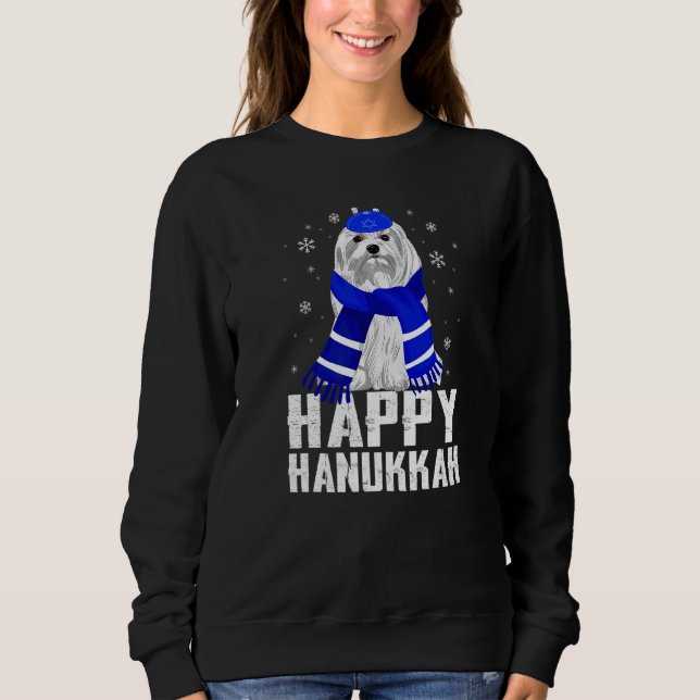 Sweatshirt Joyeux Hanoukka Terrier Dog portant le Casquette j (Devant)