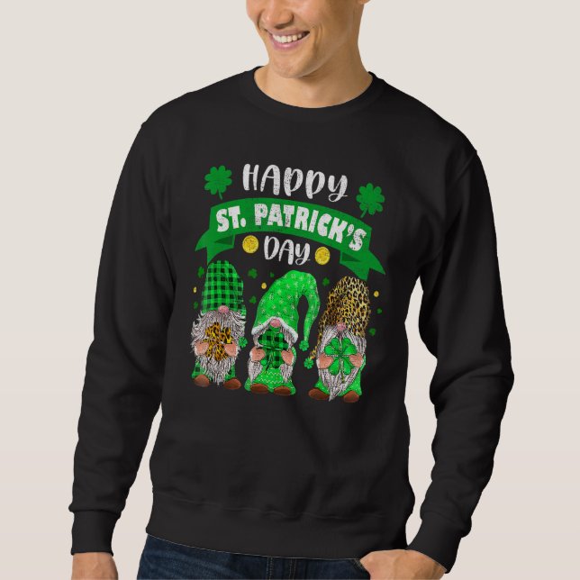 Sweatshirt Joyeux Jour de la Saint Patrick trois Gnome Shamro (Devant)