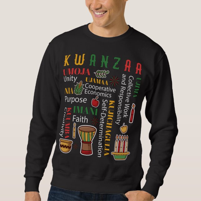 Sweatshirt Joyeux Kwanzaa Drum Kinara Sept bougies Afrique Ce (Devant)