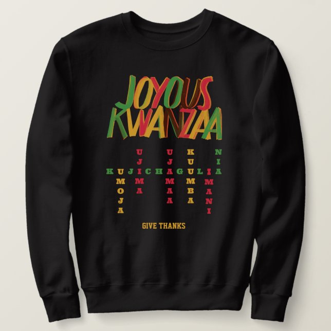 Sweatshirt Joyeux KWANZAA Principes mot-clé (Design devant)