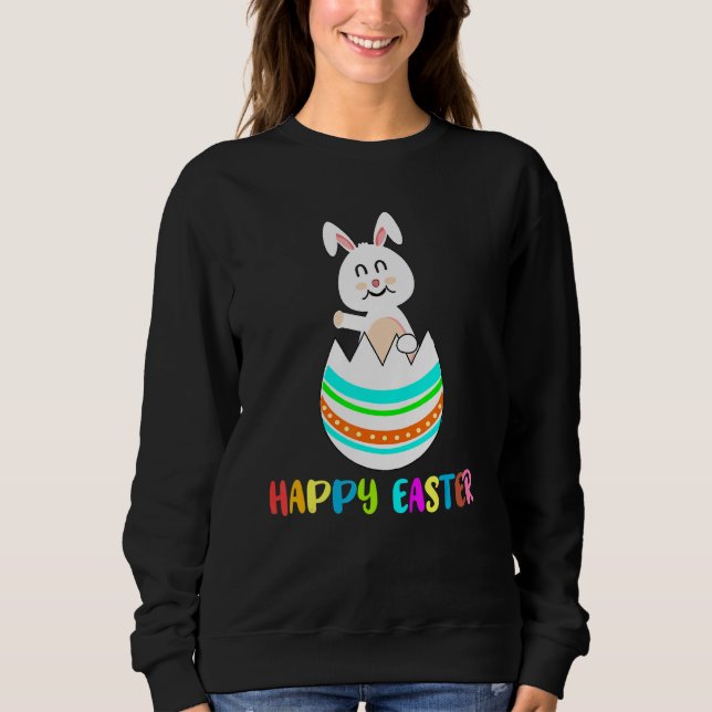 Sweatshirt Joyeux lapin de lapin mignonne de Pâques Oeuf de P (Devant)