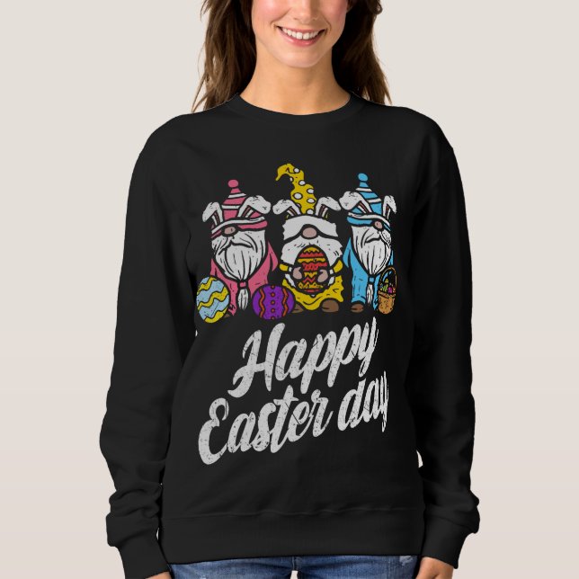Sweatshirt Joyeux lapin du jour de Pâques Gnomes de printemps (Devant)