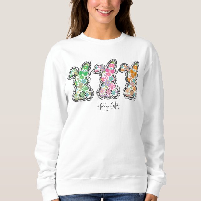 Sweatshirt Joyeux Lapin Floral De Pâques Lapin Floral De Pâqu (Devant)