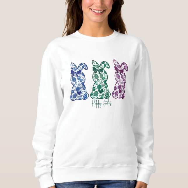 Sweatshirt Joyeux Lapin Floral De Pâques Lapin Floral De Pâqu (Devant)