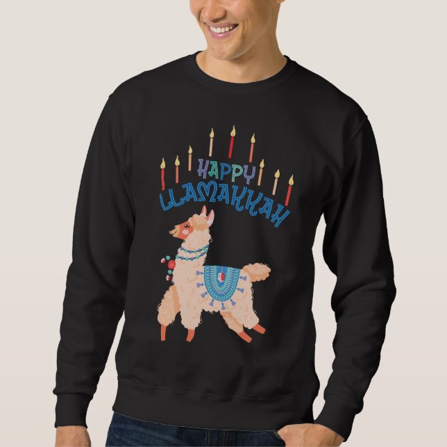 Sweatshirt Joyeux Llamakkah Hanoukka Menorah (Devant)
