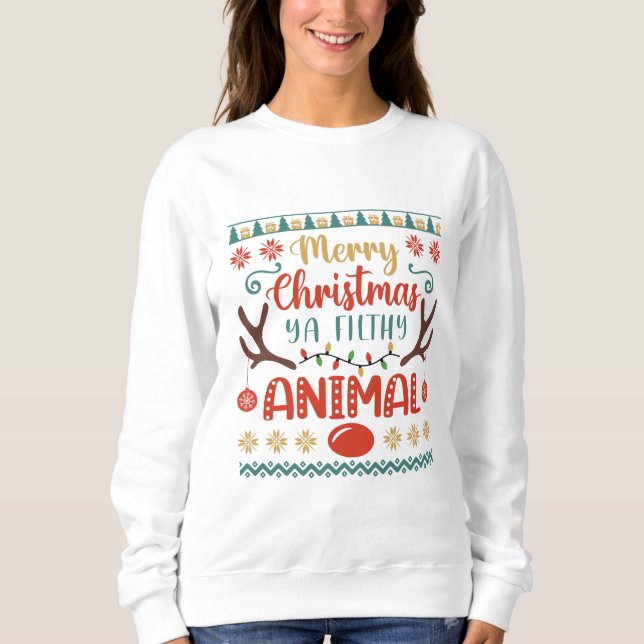 Sweatshirt Joyeux Noël, animal sale (Devant)