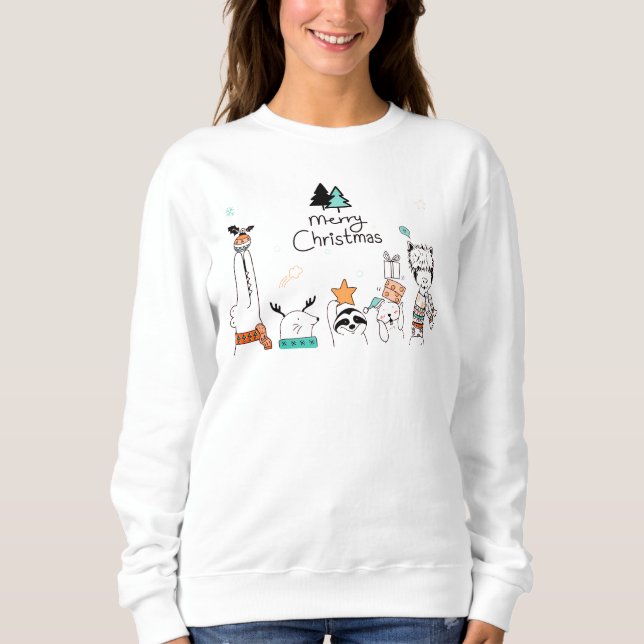 Sweatshirt Joyeux Noël Animaux caricaturaux | Vacances (Devant)