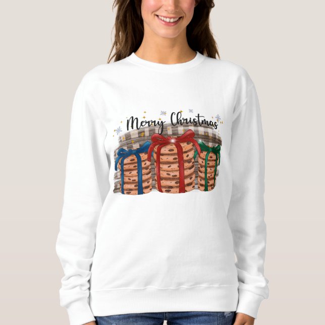Sweatshirt Joyeux Noël Cadeaux Enveloppés Cookies (Devant)