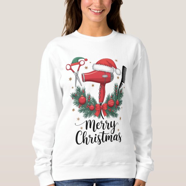 Sweatshirt Joyeux Noël coiffeur coiffeur Xmas coiffure (Devant)