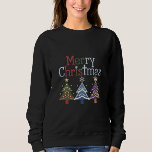 Sweatshirt Joyeux Noël Croix Arbre de Noël Rétro