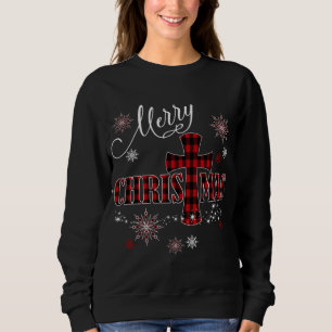 Sweatshirt Joyeux Noël Croix Buffalo Plaid Christian Holi